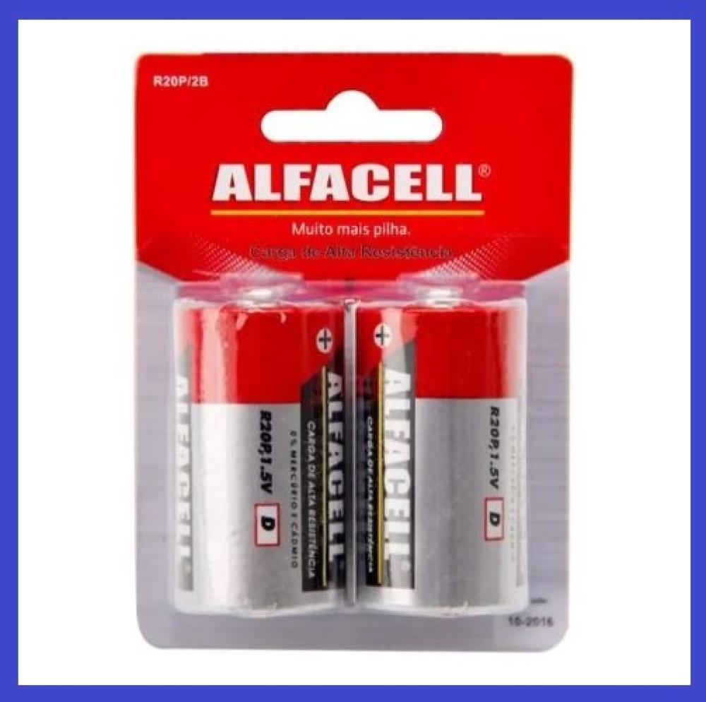 1410 - Pilhas - D Alcalina 1,5V (Alfacell) Grande  CELL 12151 (Pac 2 UND)